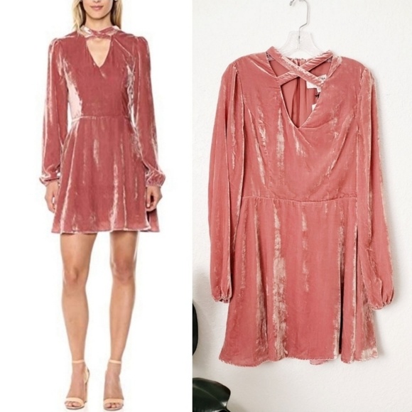 J.O.A. Dresses & Skirts - JOA NWT Mauve Pink Velvet Chocktail Mini Dress 878